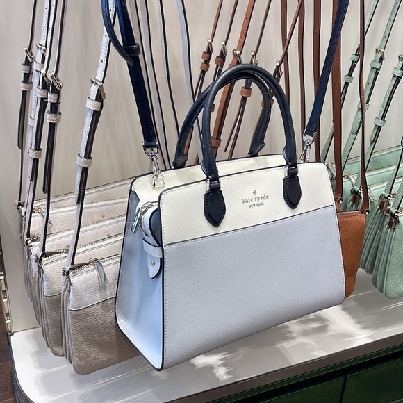 Kate Spade Madison Safiano Leather Medium Satchel Handbag 
Platinum Gray 

NWT - Picture 7 of 16